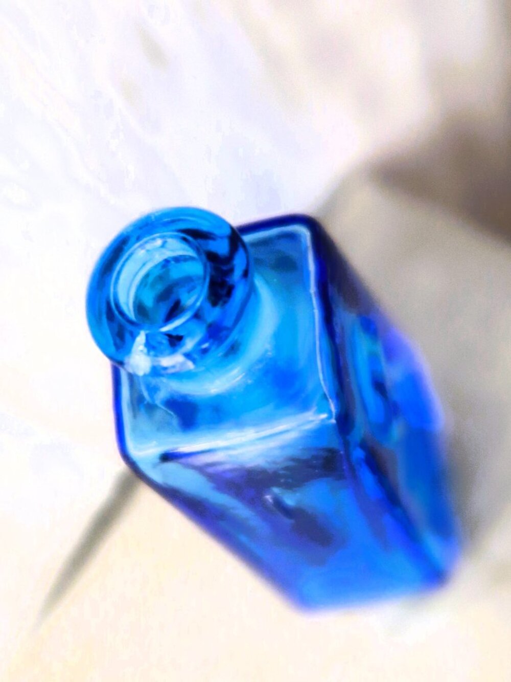 Vintage Cobalt Blue Embossed Glass Bottle "Use With Care" Patented Portrait 3in - Picture 2 of 11